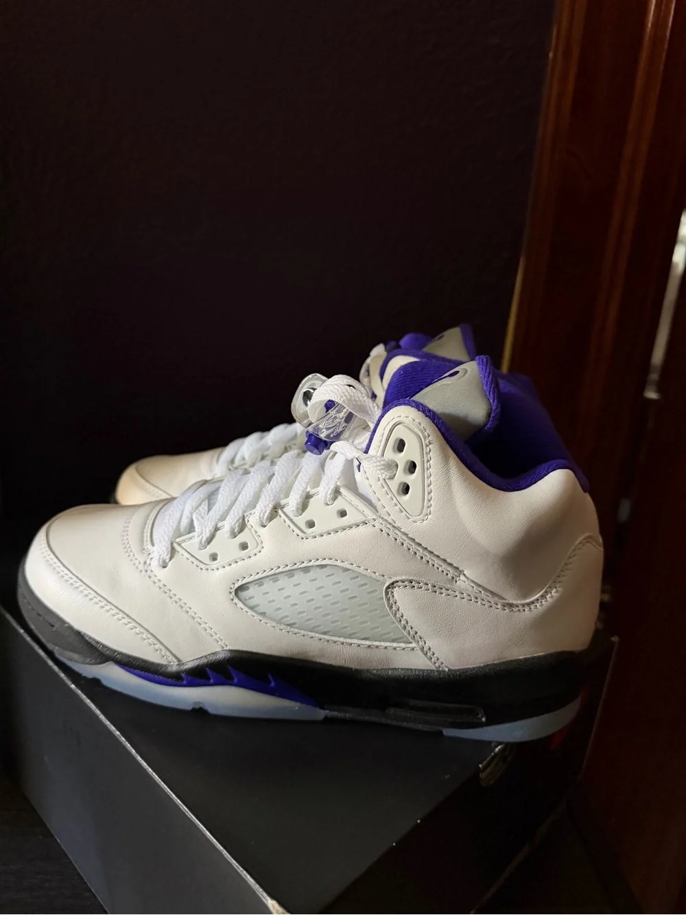 Jordan Kids White and Purple Sneakers